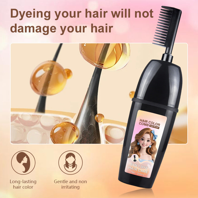 đ§´3-in-1 herbal hair coloring comb | Easy hair coloring at home with built-in brush