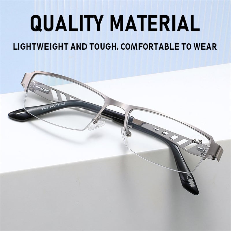 Stainess Steel Ultra - Light Multi - Focal Photochromic Reading Glasses