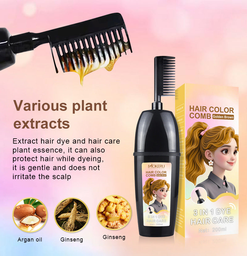 đ§´3-in-1 herbal hair coloring comb | Easy hair coloring at home with built-in brush