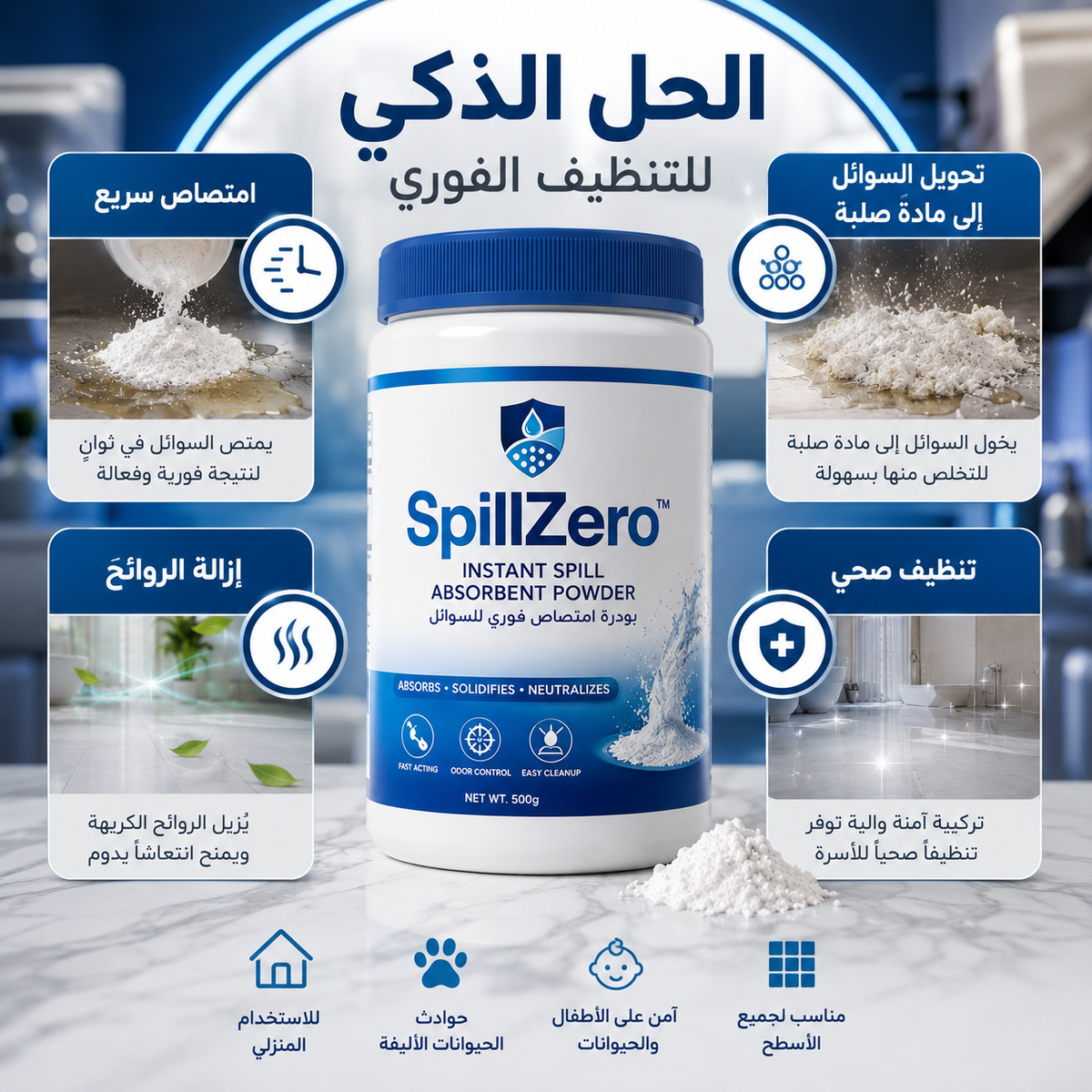 SpillZero™ Instant Spill Absorbent Powder