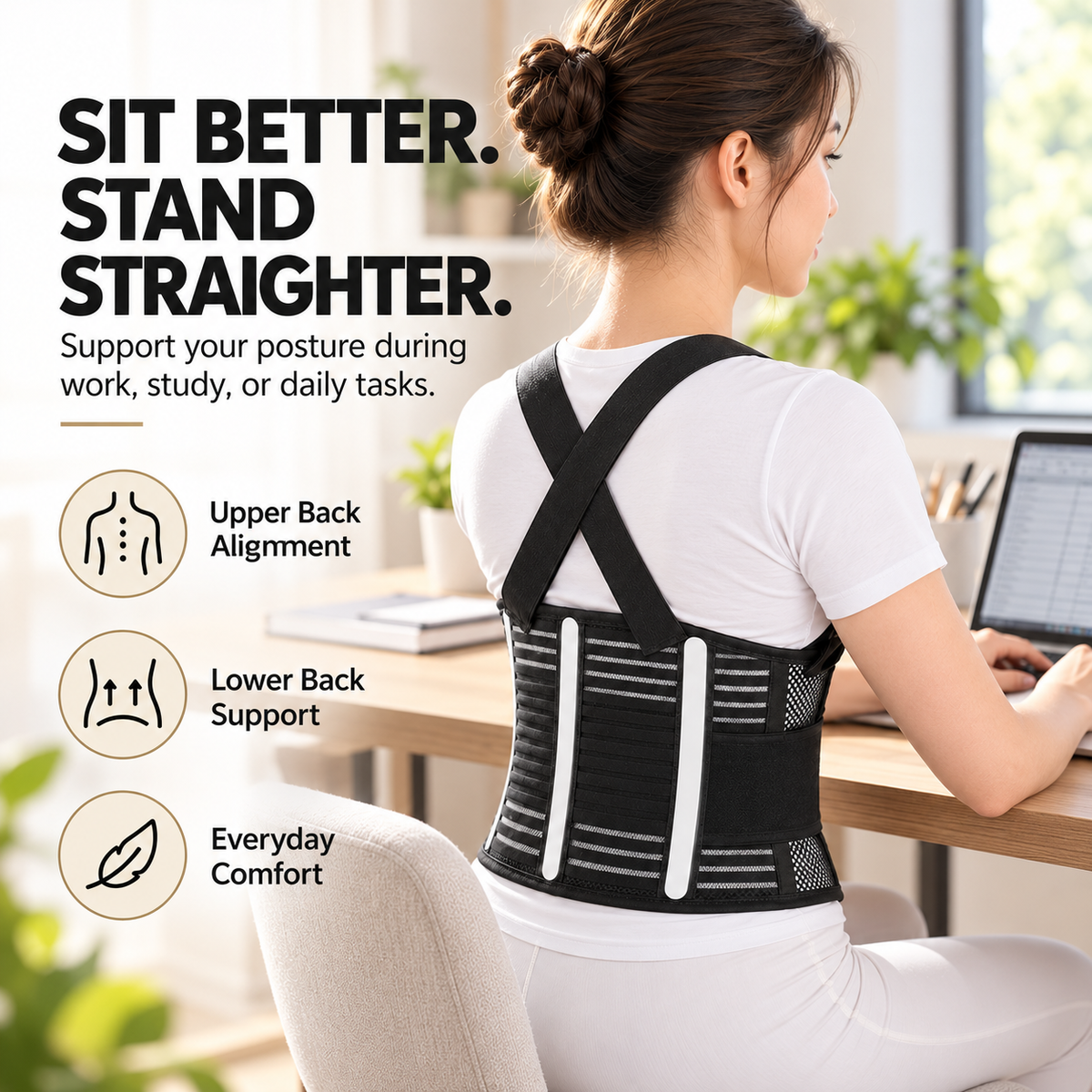 Breathable Posture Corrector - Back Pain Relief & Tummy Control