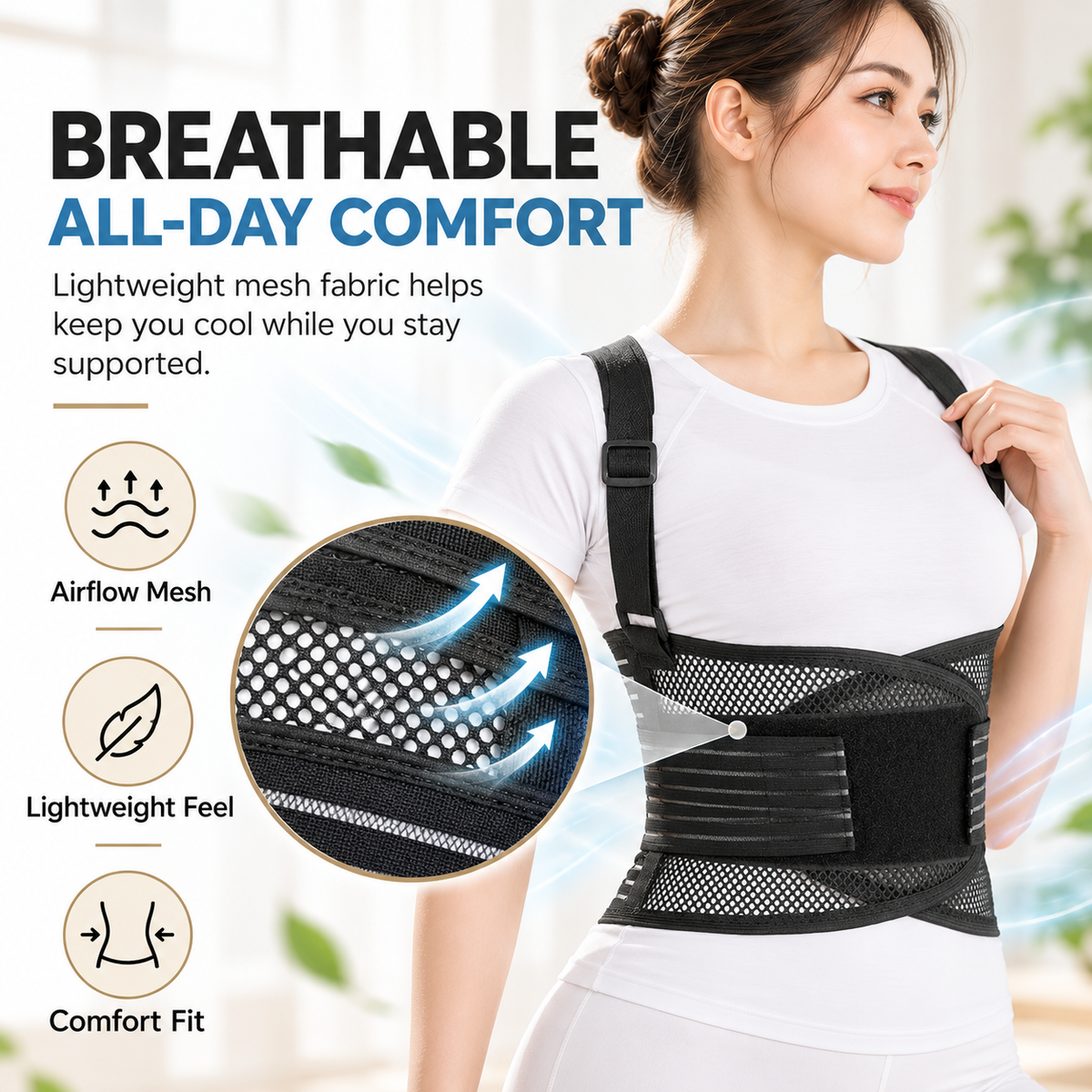 Breathable Posture Corrector - Back Pain Relief & Tummy Control
