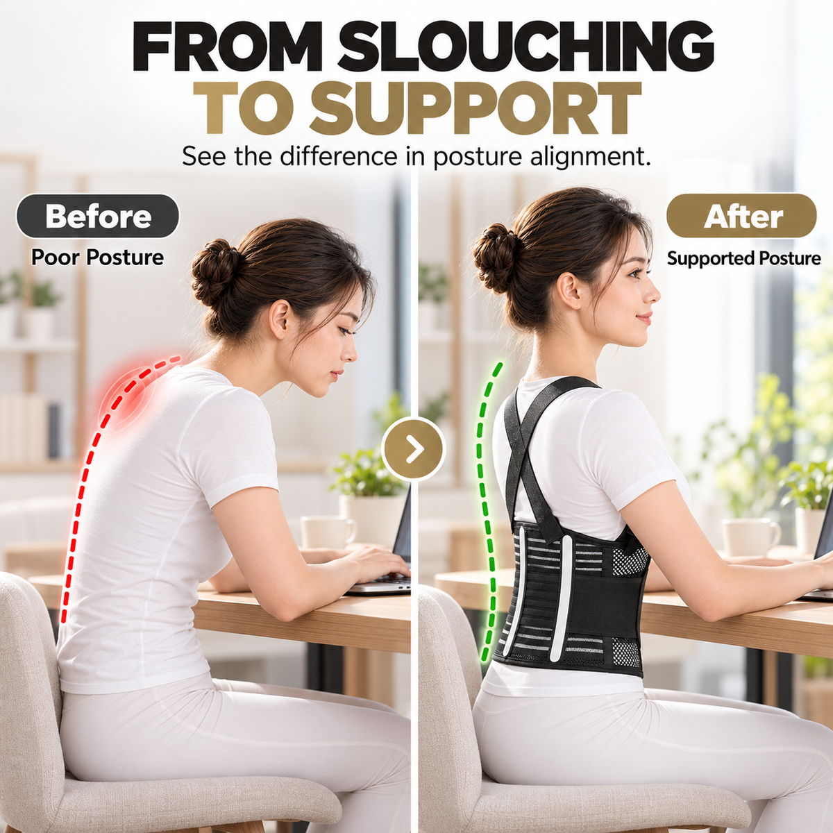 Breathable Posture Corrector - Back Pain Relief & Tummy Control