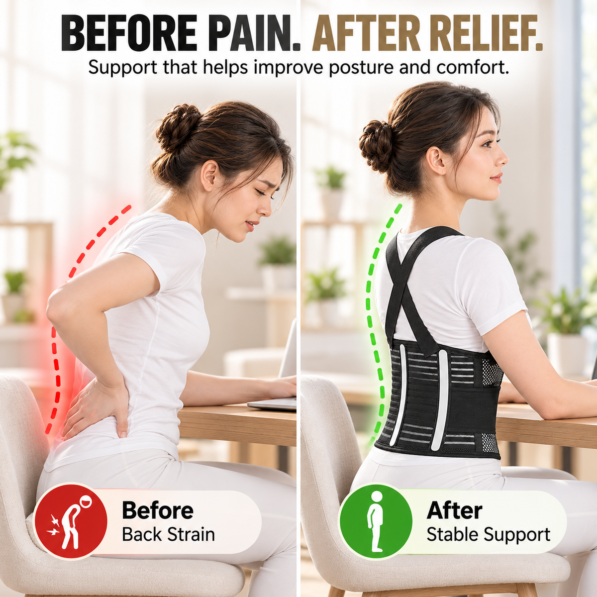 Breathable Posture Corrector - Back Pain Relief & Tummy Control