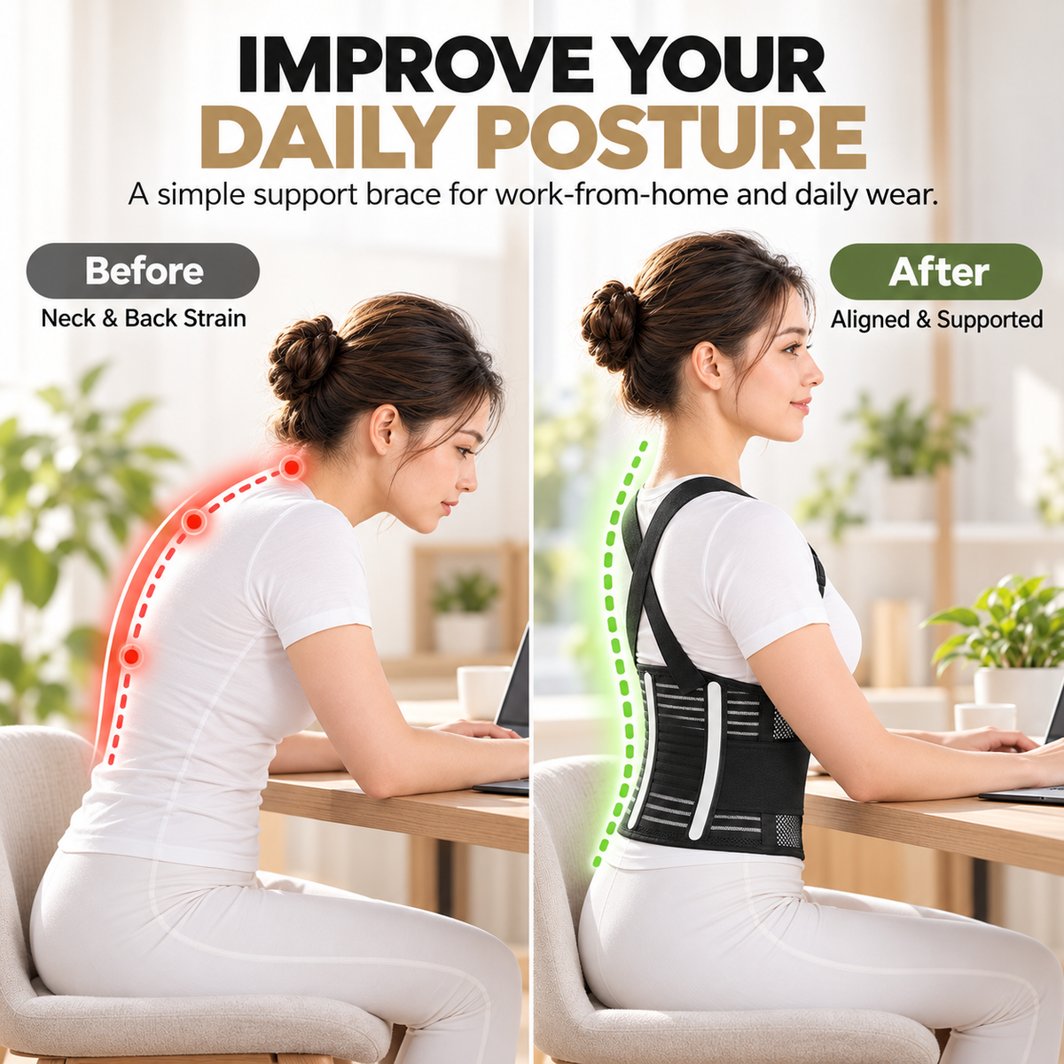 Breathable Posture Corrector - Back Pain Relief & Tummy Control