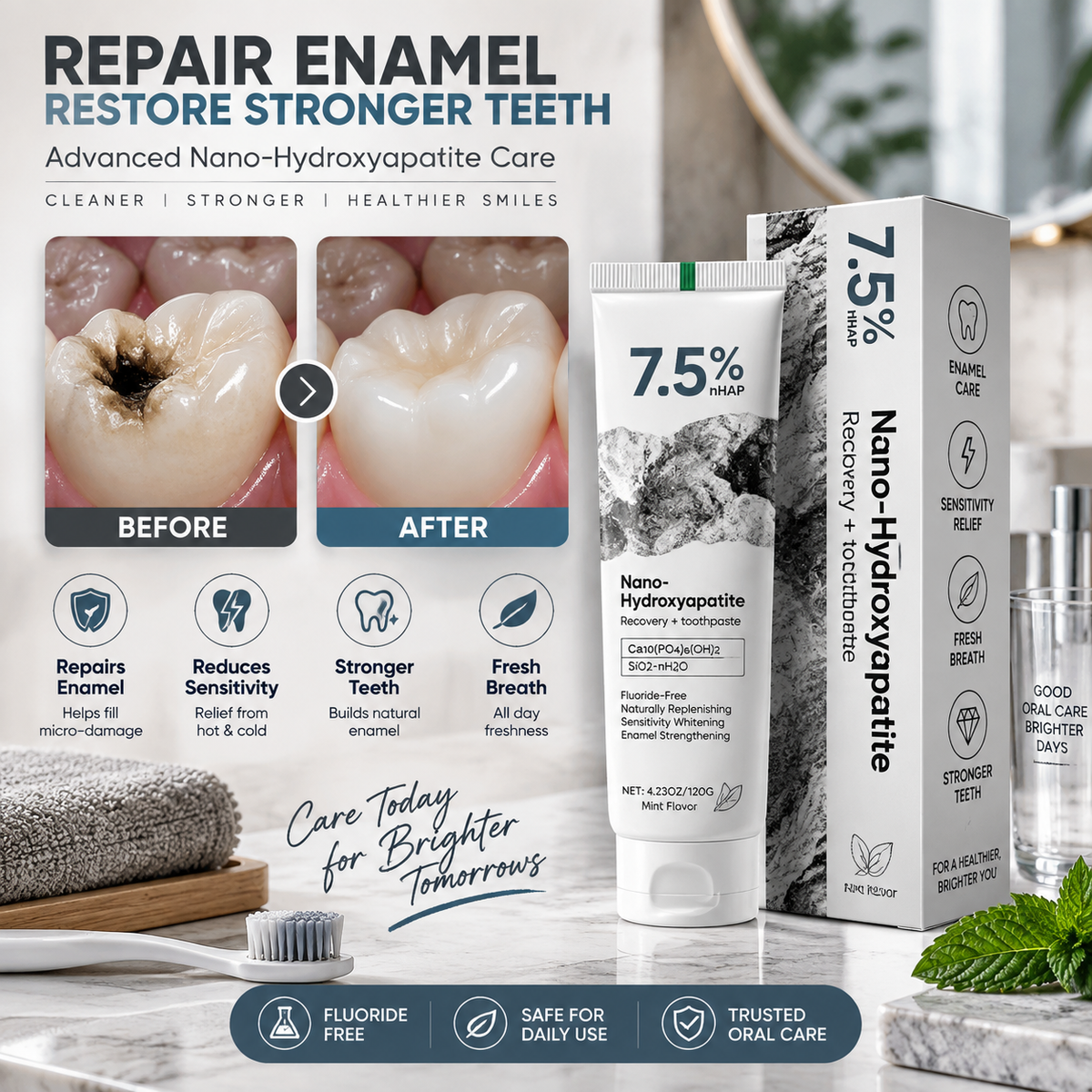 Nano-Hydroxyapatite Repairing Toothpaste
