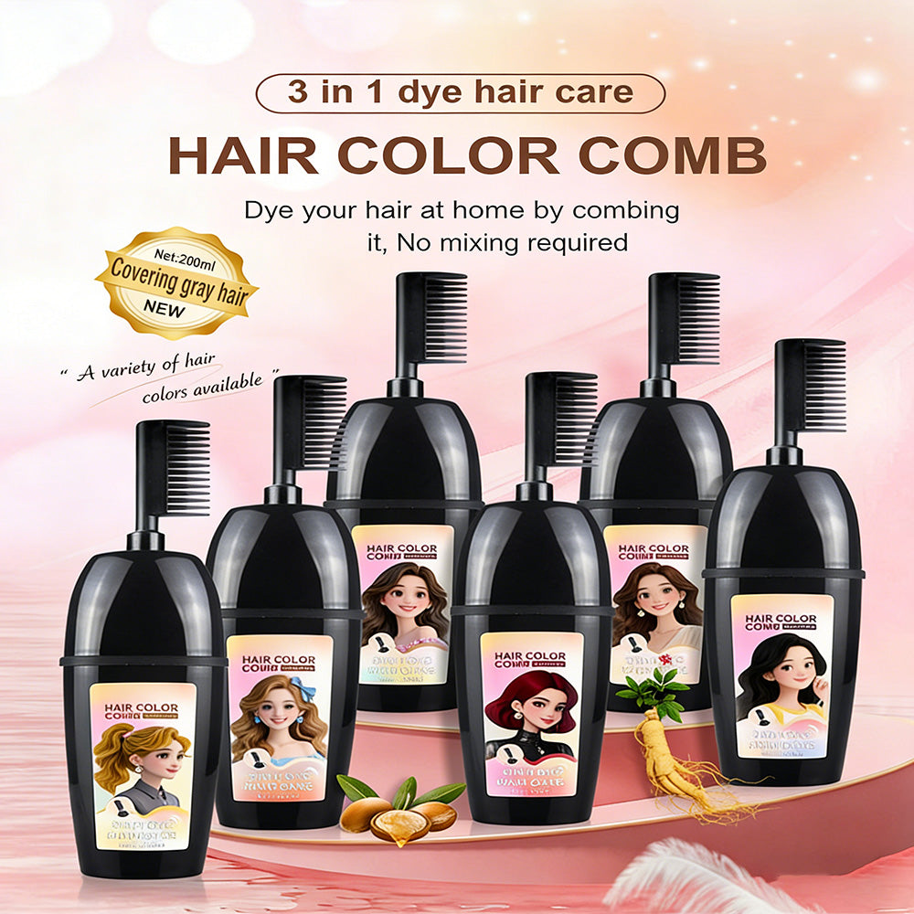 đ§´3-in-1 herbal hair coloring comb | Easy hair coloring at home with built-in brush