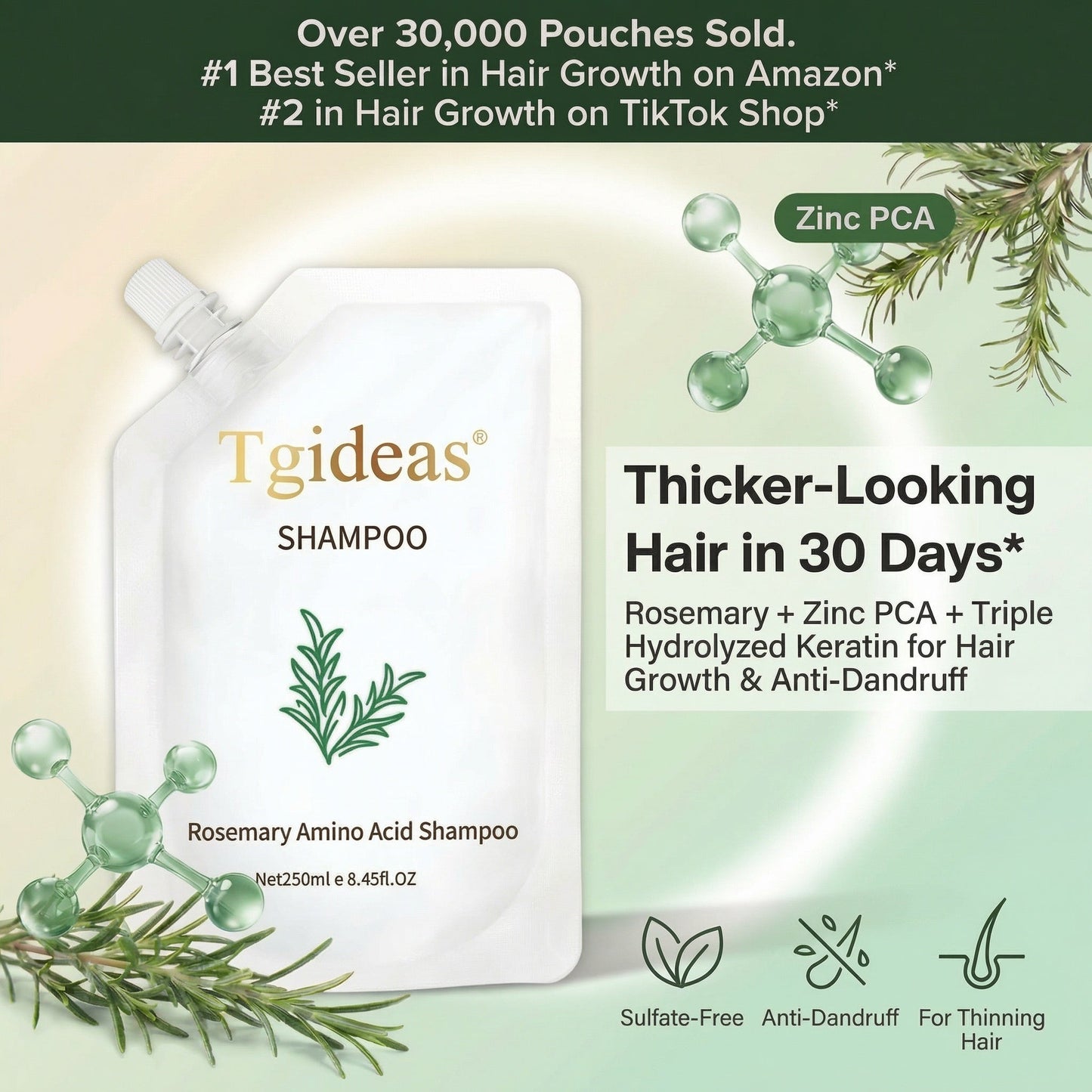 Tgideas® Rosemary & Zinc PCA Strengthening Shampoo