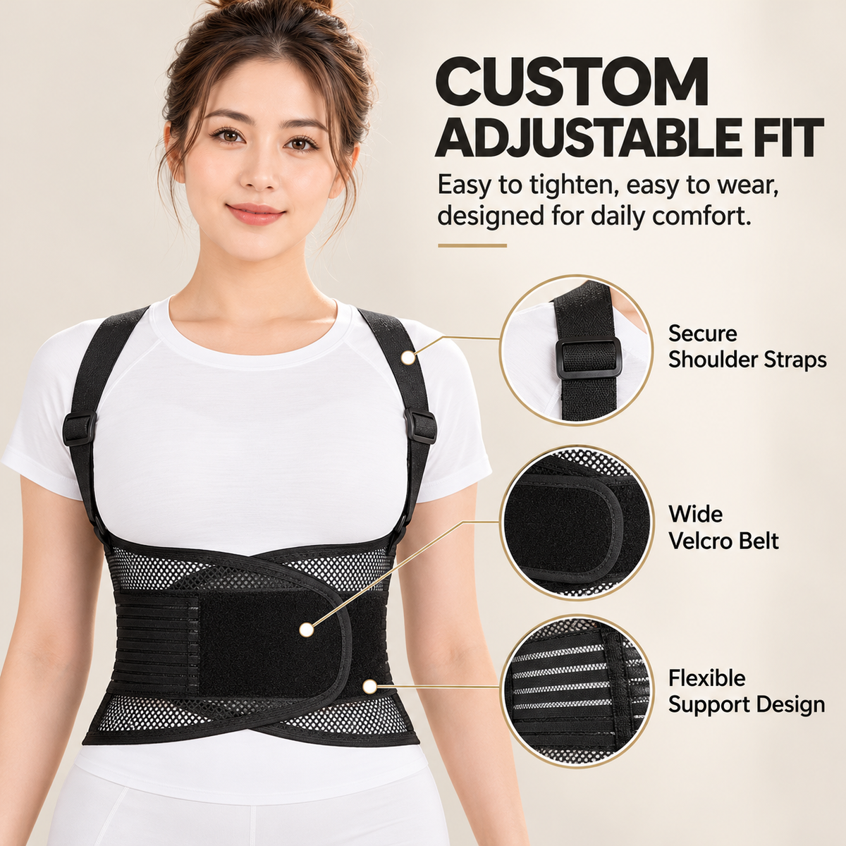 Breathable Posture Corrector - Back Pain Relief & Tummy Control