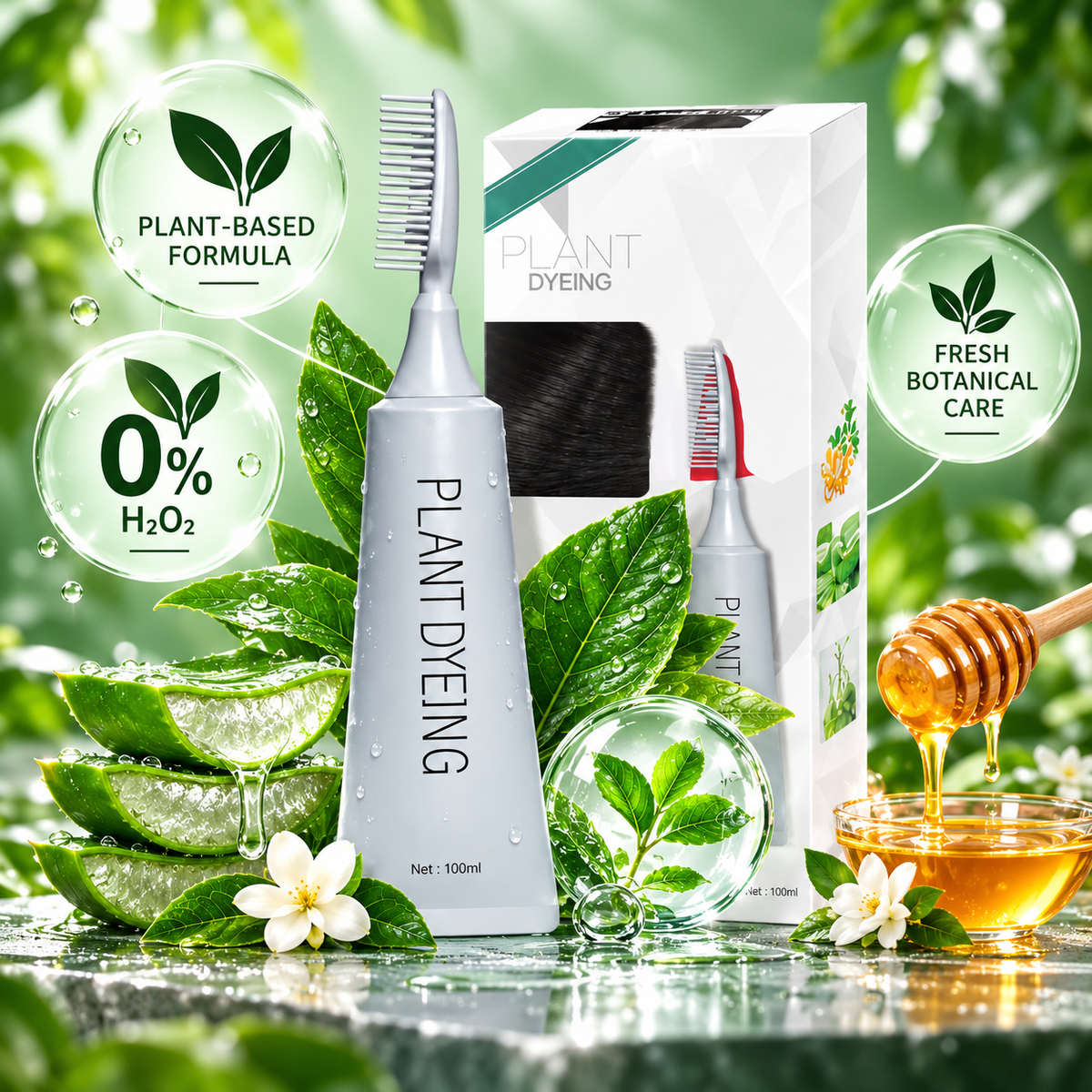 Plant-Based Comb Hair Dye (Natural Black)