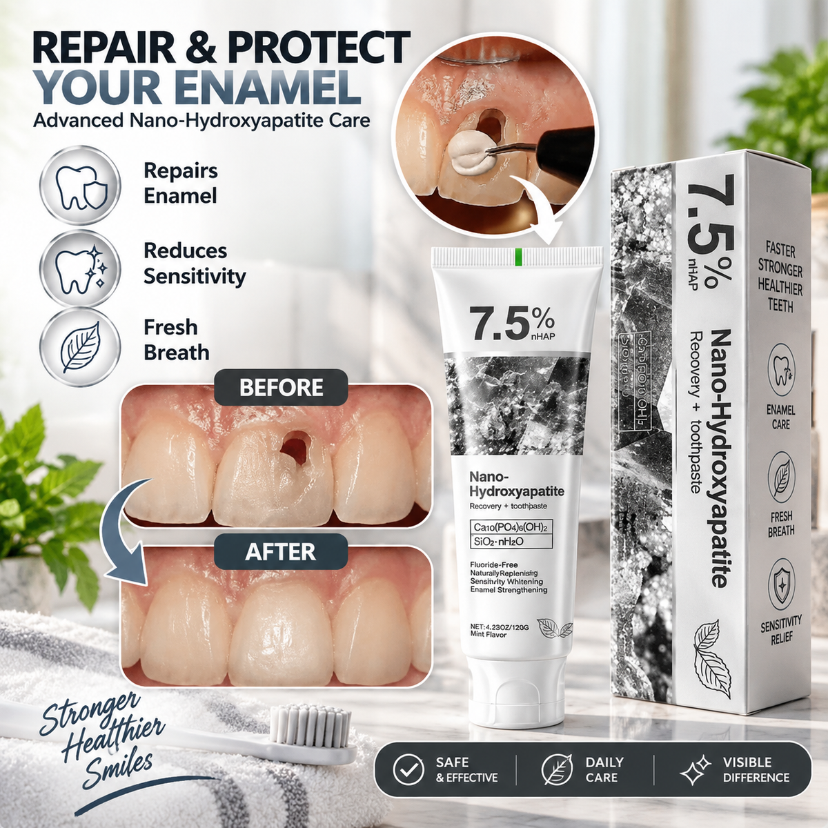 Nano-Hydroxyapatite Repairing Toothpaste